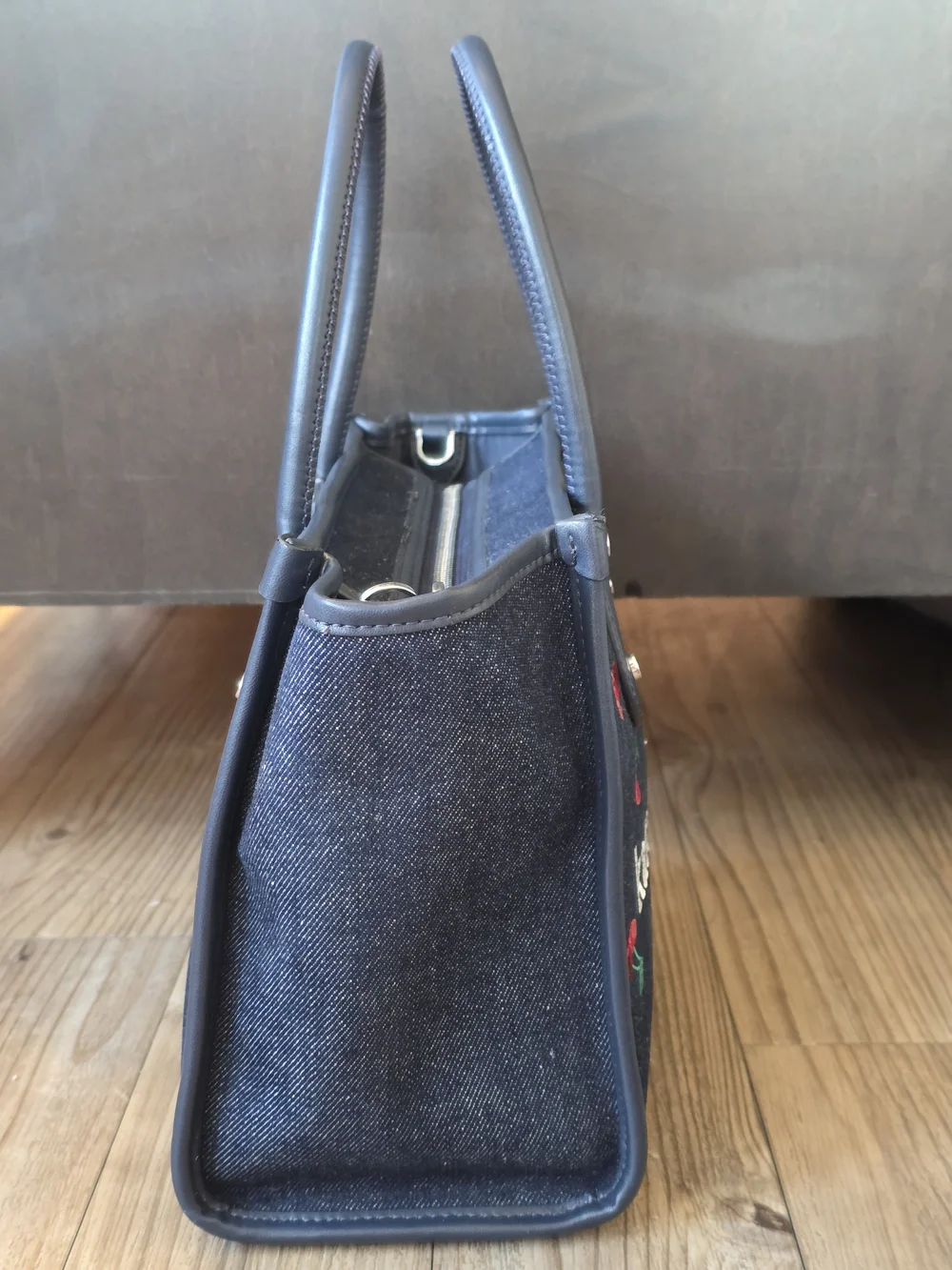 Kate Spade Ella Cherry Embroidered Small Denim Tote